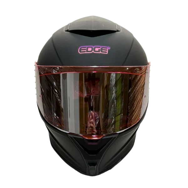 Casco Edge Integral Shanghai Sólido Negro / Rosado Mate