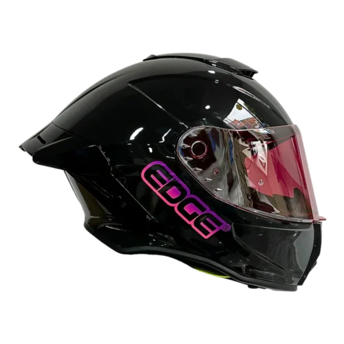 Casco Edge Integral Shanghai Sólido Negro Brillante / Rosado