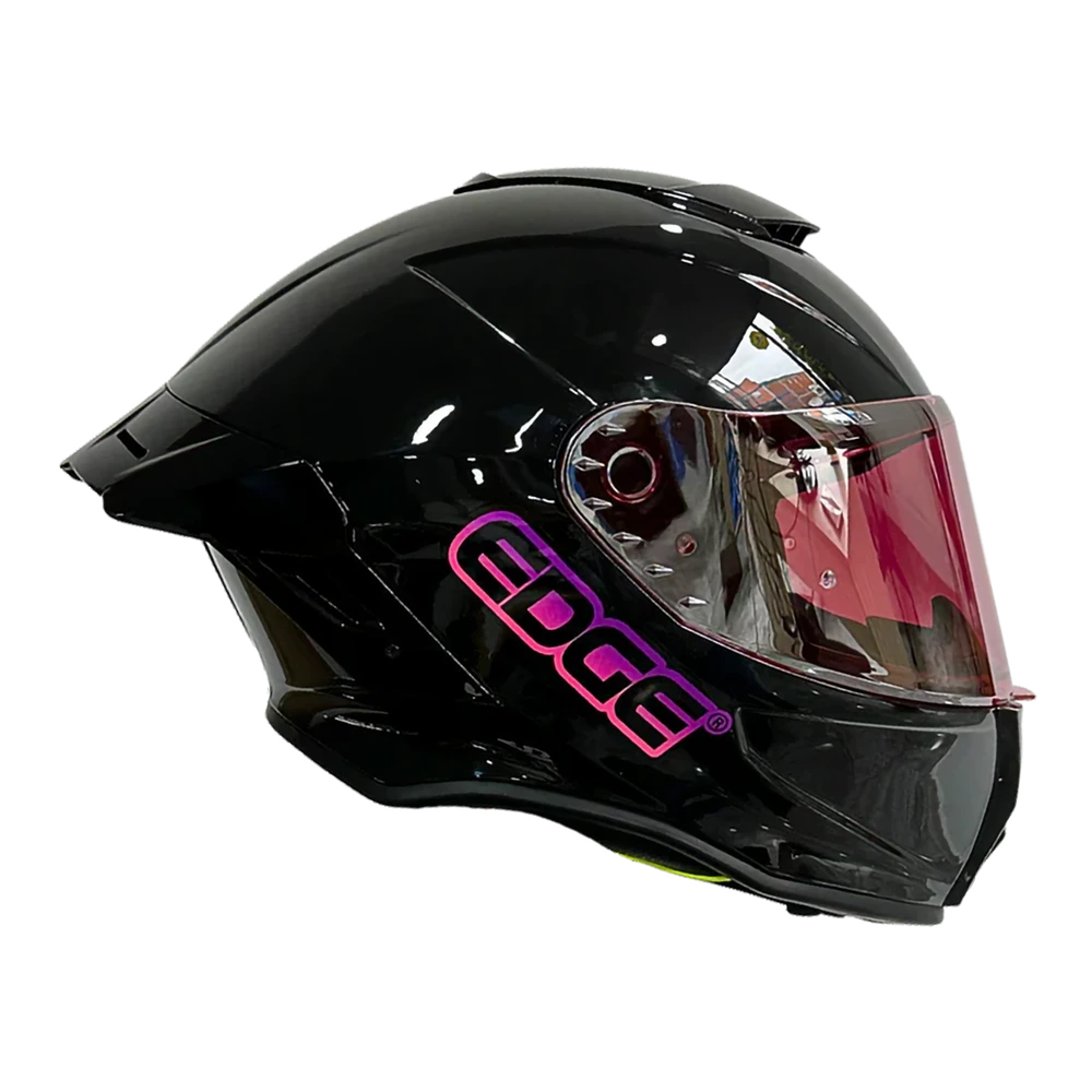 Casco Edge Integral Shanghai Sólido Negro Brillante / Rosado