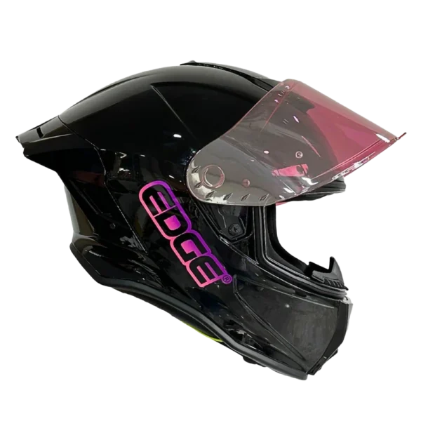Casco Edge Integral Shanghai Sólido Negro Brillante / Rosado